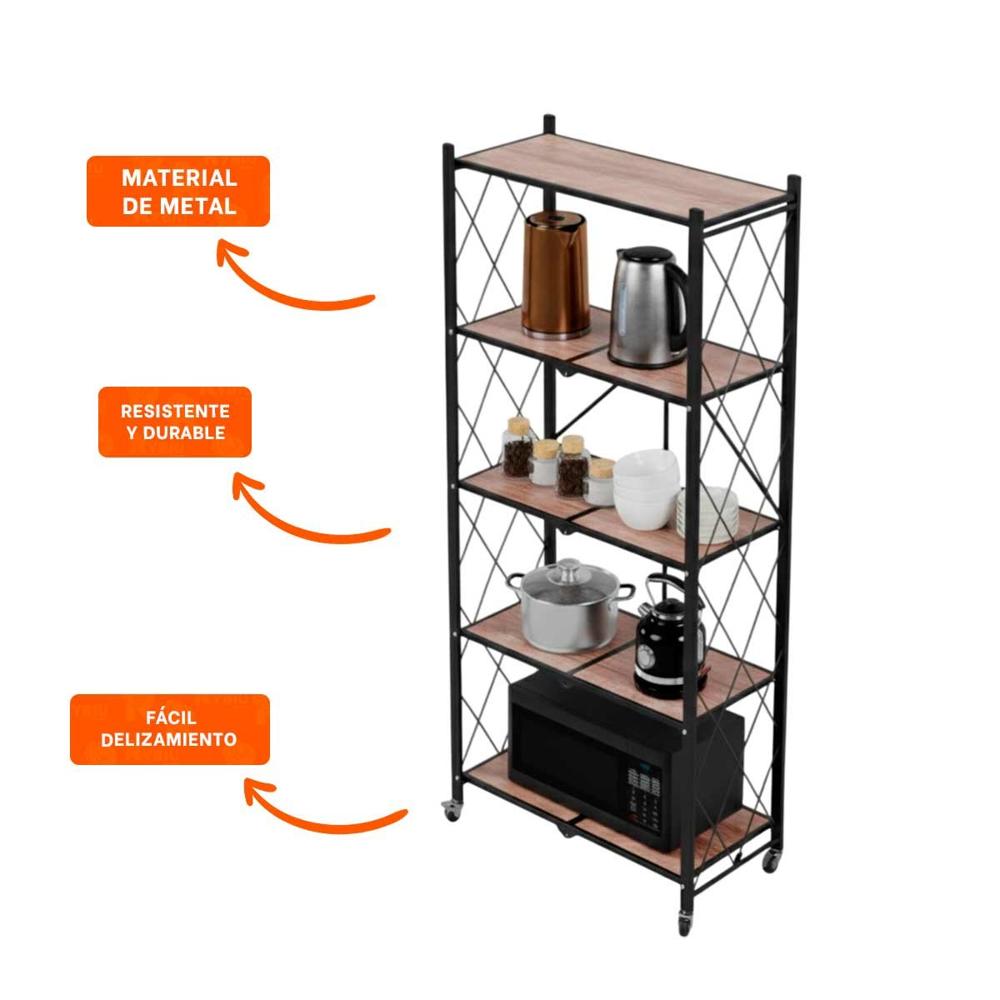 Unidad Plegable 5 Niveles con Ruedas para Orden Diario en Hogar Y+Ligas Regalo