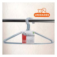 Pack2 Percha de Alambre Plomo con 10 Piezas 21x40cm para Guardar Prendas Y+Regalo Sticker