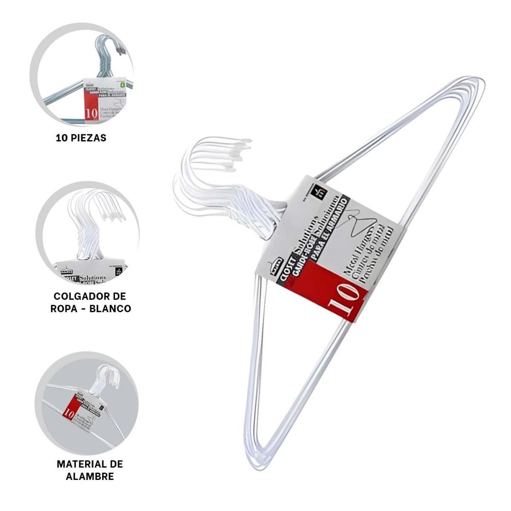 Soporte Blanco de Alambre con 10 Piezas 21x40cm para Ropa Y+Ligas Regalo Soporte Blanco de Alambre con 10 Piezas 21x40cm para Ropa Y+Ligas Regalo