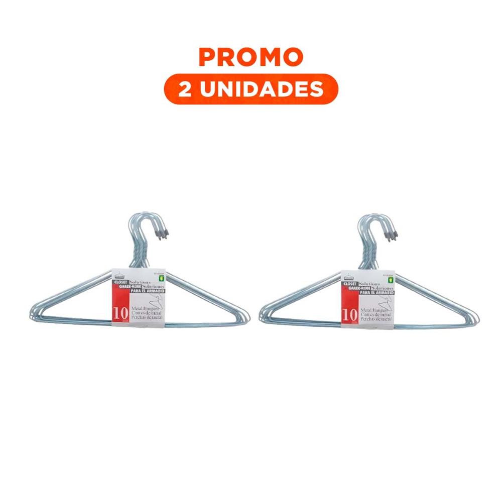 Pack2 Colgador de Alambre Plomo con 10 Piezas 21x40cm para Organizacion del Hogar