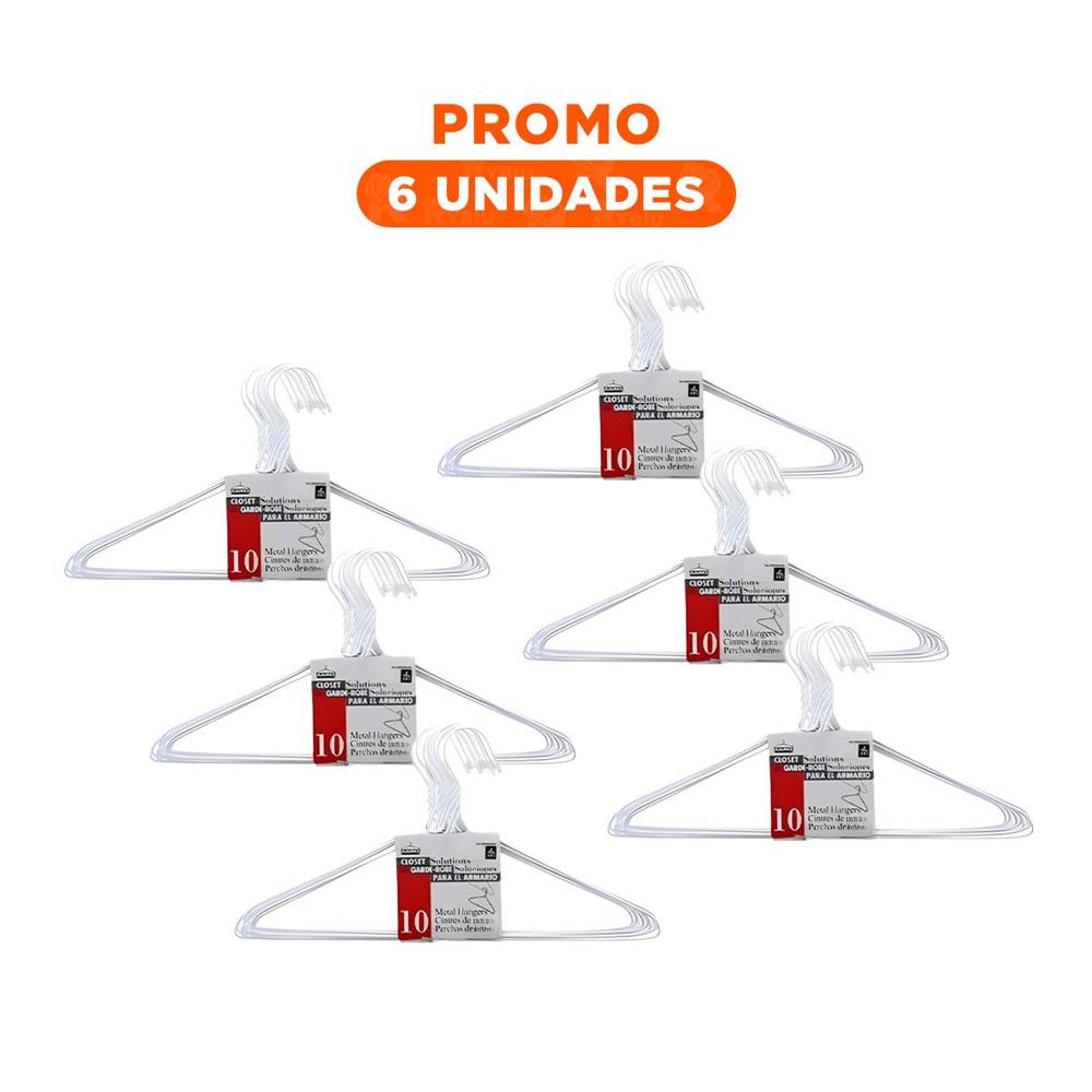Pack6 Gancho Clasico Blanco de Alambre Pack 10 Piezas 21x40cm Pack6 Gancho Clasico Blanco de Alambre Pack 10 Piezas 21x40cm