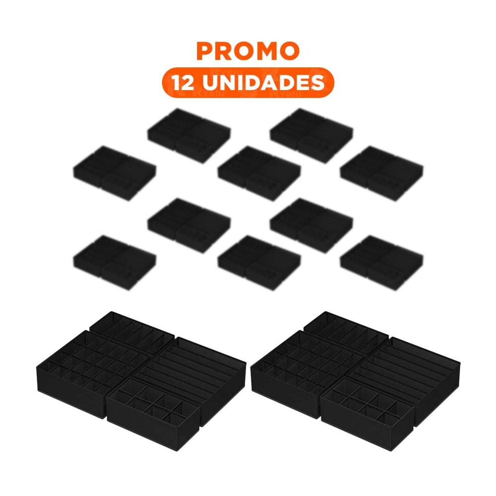 Pack12 Compartimento de Uso Diario para Ropa Interior Negro Y+Regalo Sticker Pack12 Compartimento de Uso Diario para Ropa Interior Negro Y+Regalo Sticker