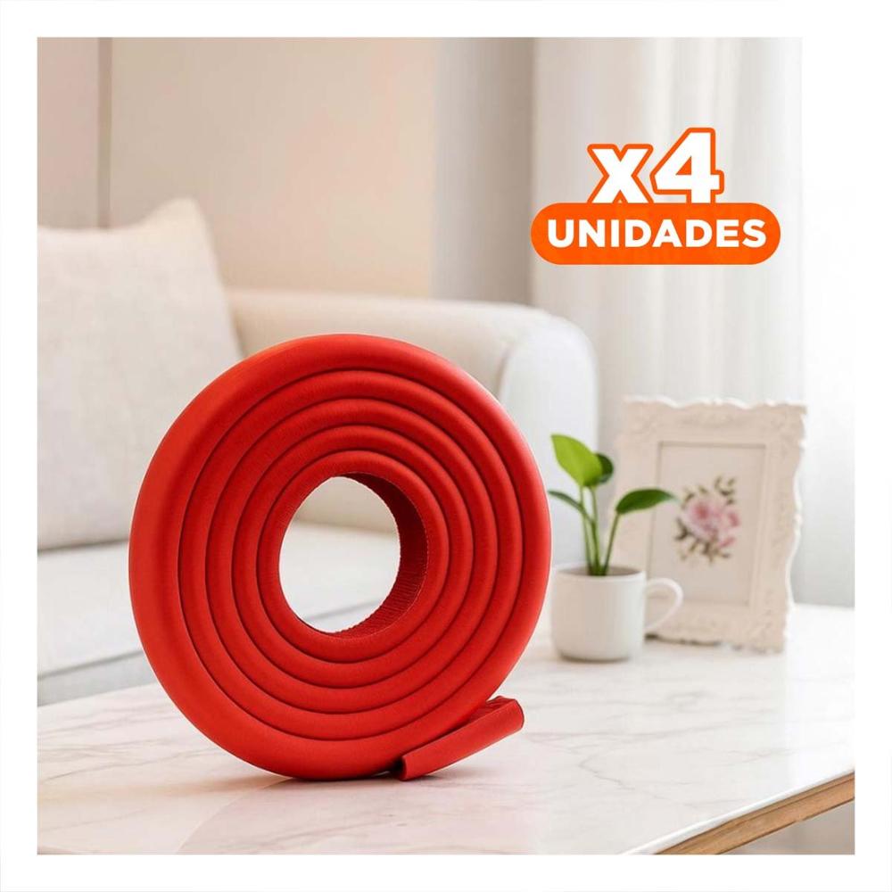 Pack4 Esquina Acolchada de Espuma Suave para Bordes Filosos de Mesa Hogar Rojo Y+Papel Regalo