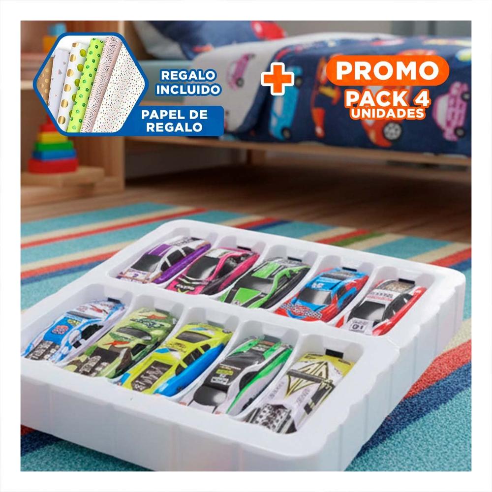 Pack4 Lote Autos Compactos 10 Carritos de Metal para Juego Libre Y+Papel Regalo
