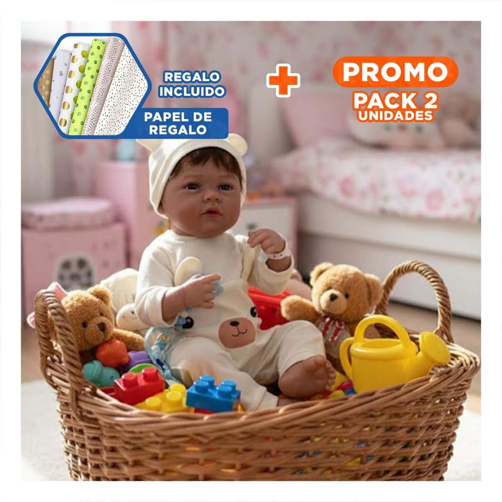 Pack2 Juguete de Coleccion 48cm con enterizo conejito Beige para un Juego Sano Y+Papel Regalo