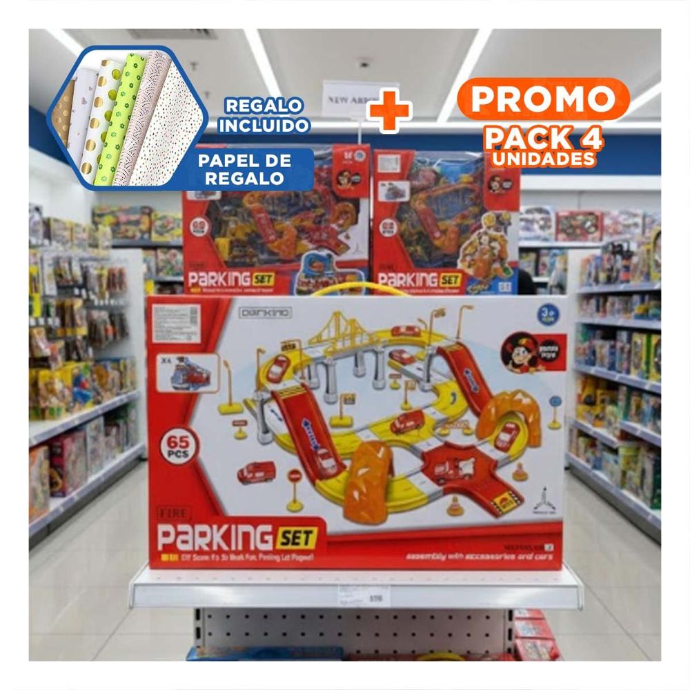 Pack4 Zona Infantil de Carritos Emergencia 46x52cm Rojo Amarillo Y+Papel Regalo