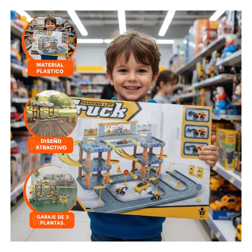 Area De Juego de Carritos de Construccion con Estacionamiento Y+Ligas Regalo