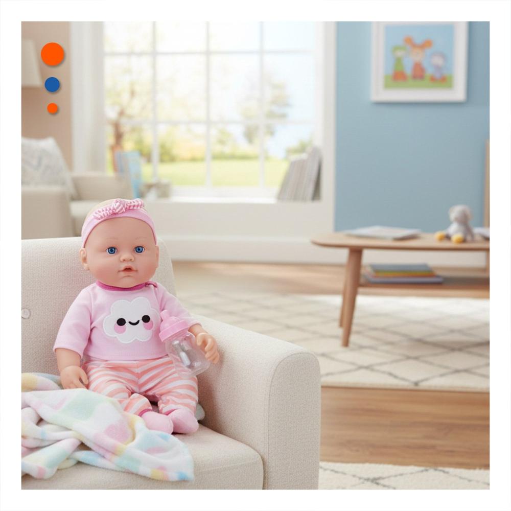 Pelucha Suave Rosada con Chompa Nube y Pantalon Rayas para Bebe Hogar
