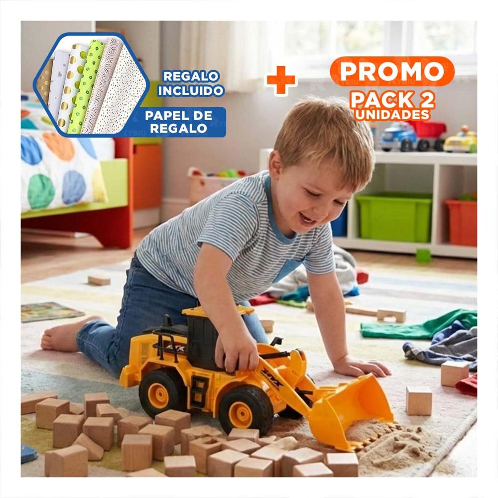 Pack2 Vehiculo de Construccion de Remoto Excavadora Brazo Inferior Amarillo Y+Papel Regalo
