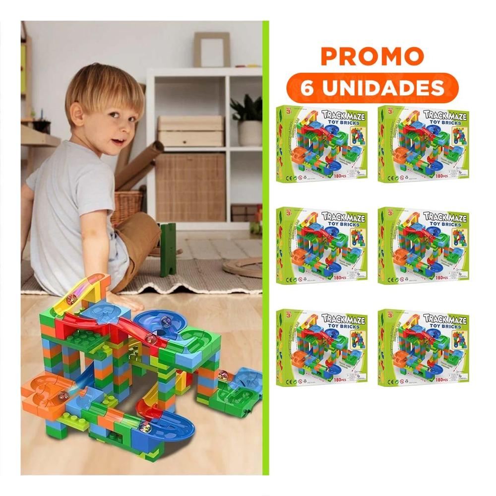 Pack6 Juego 180 Piezas Pista con Canicas para Habilidad y Juego