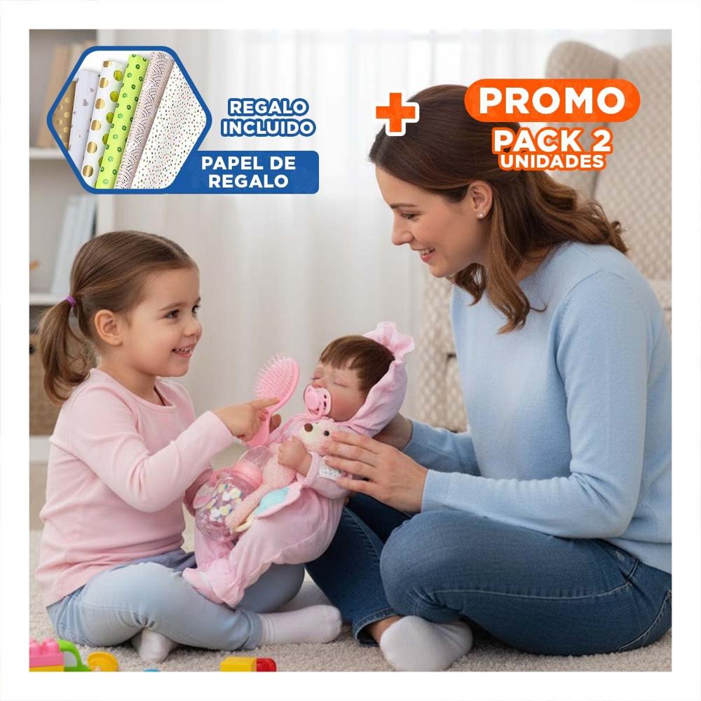Pack2 Juguete de Coleccion 48cm con enterizo y gorro Rosado para un Juego Sano Y+Papel Regalo