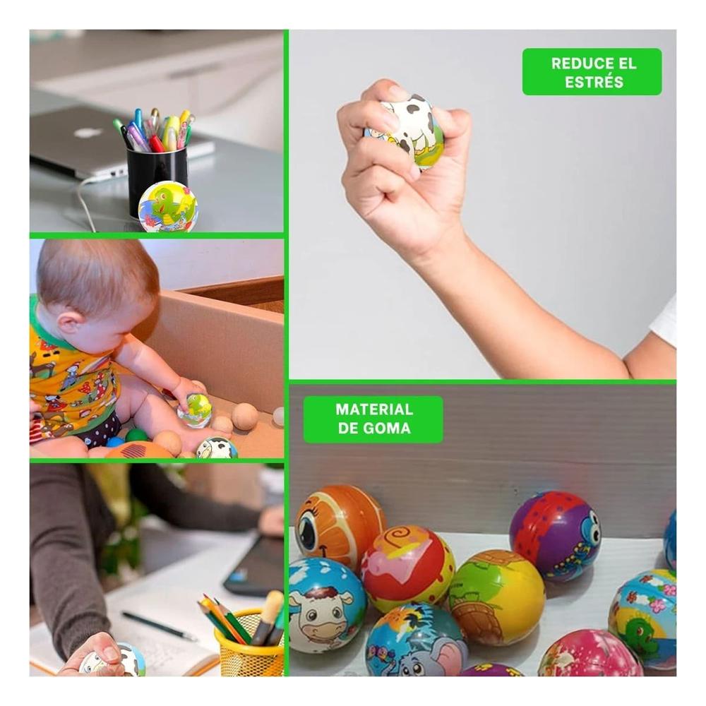 Set12 Creativo de Pelotas Antiestres Animales Hogar Y+Ligas Regalo