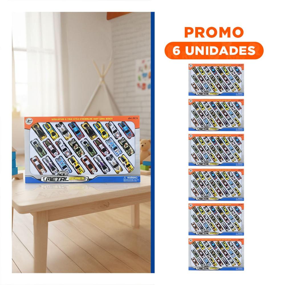 Pack6 Coleccion Autos Metal 24 Piezas para Juego Diario y Diversion en Casa