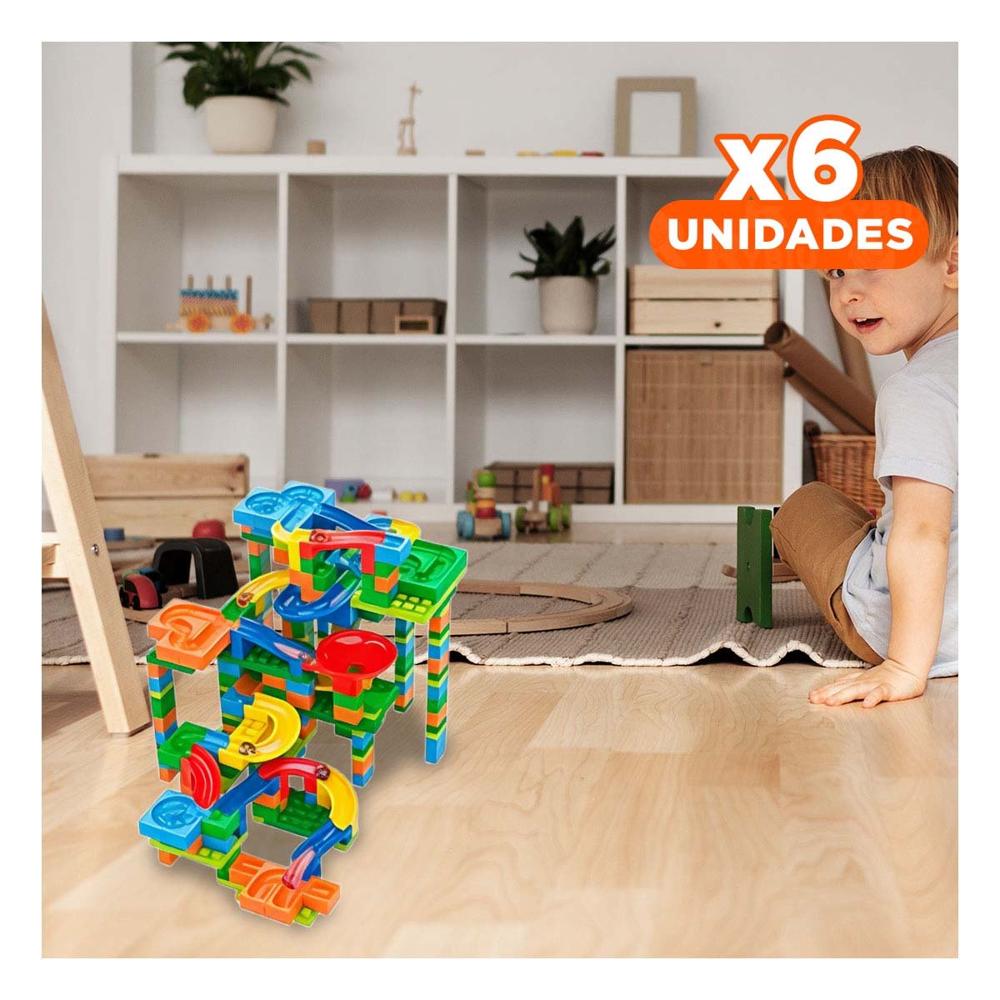 Pack6 Set 328 Piezas Pista con Canicas para Juego Infantil Y+Regalo Sticker