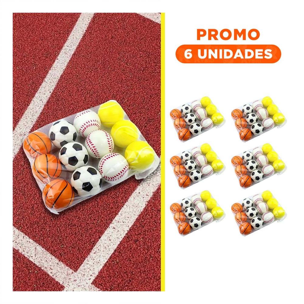 Pack6 Version de Pelotas Antiestres Set12 Deportivo para Relajacion Hogar Y+Regalo Sticker
