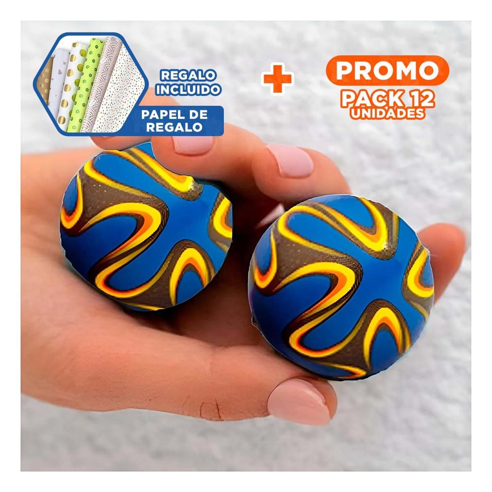 Pack12 Opcion Juego de Pelotas Antiestres Set12 Rayas Curvas Colores Y+Papel Regalo