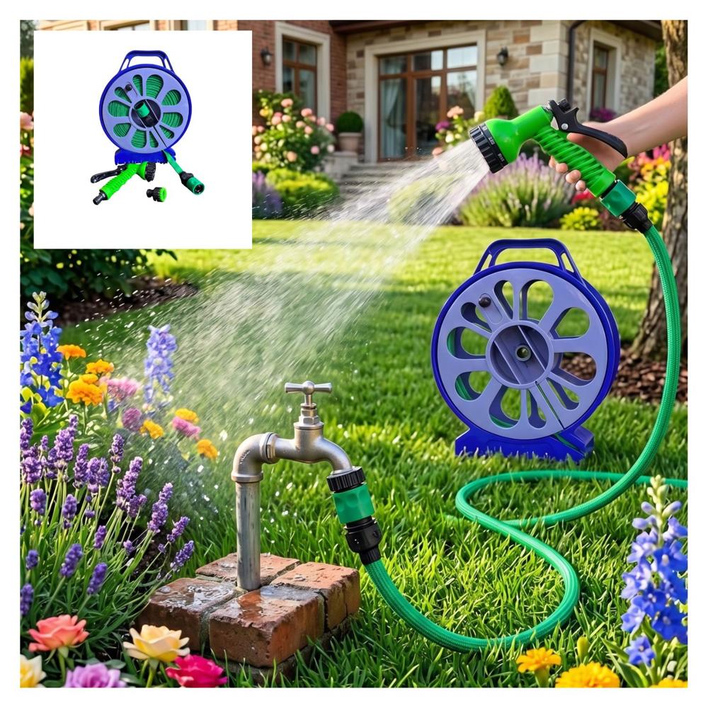 Manguera 15 mts Multiuso con Grifo y Carrete