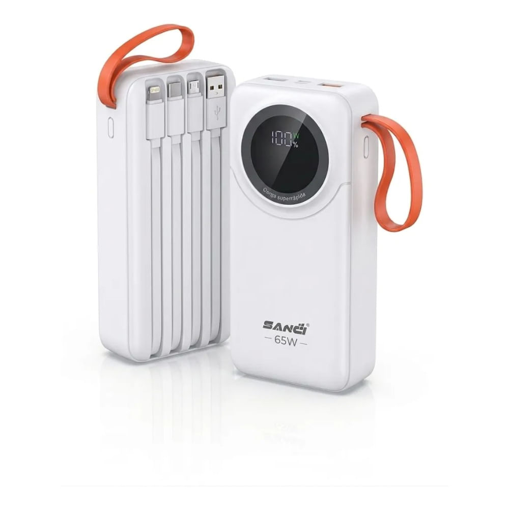 Powerbank Cargador 50000mah Carga Rapida 65w 4 Cables Blanco