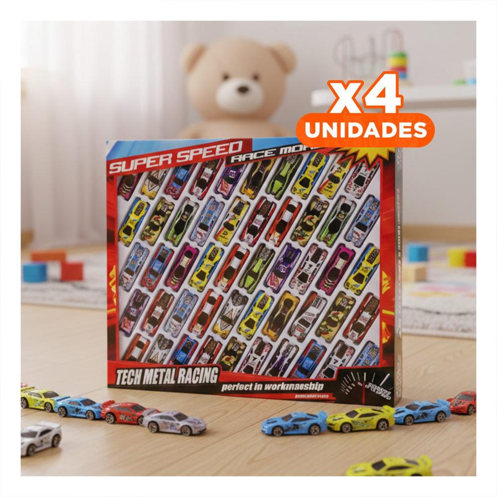 Pack4 Estacion 50 Carritos de Metal para Juego Continuo en Espacios de Casa