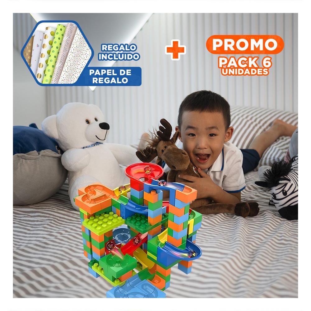 Pack6 Trayecto Canicas 248 Piezas para Juego Creativo y Diversion Y+Papel Regalo