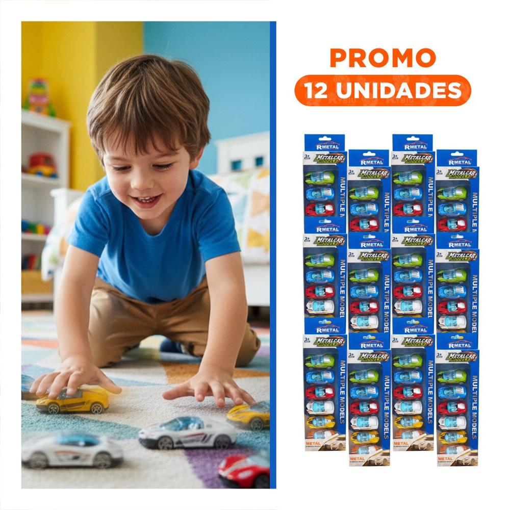 Pack12 Opcion 6 Carritos Multicolor para Juego Creativo en Casa Y+Regalo Sticker