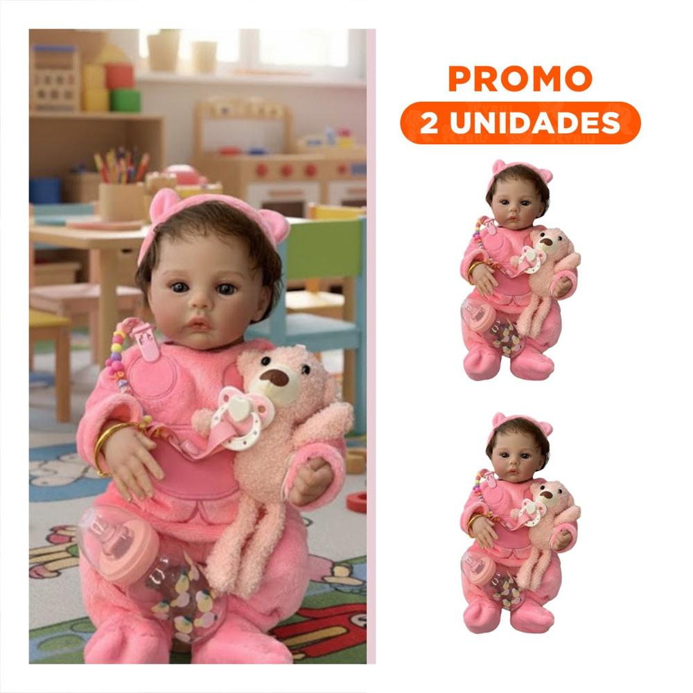 Pack2 Juguete de Coleccion 48cm con pijama enterizo y gorro Rosado de Color Lindo