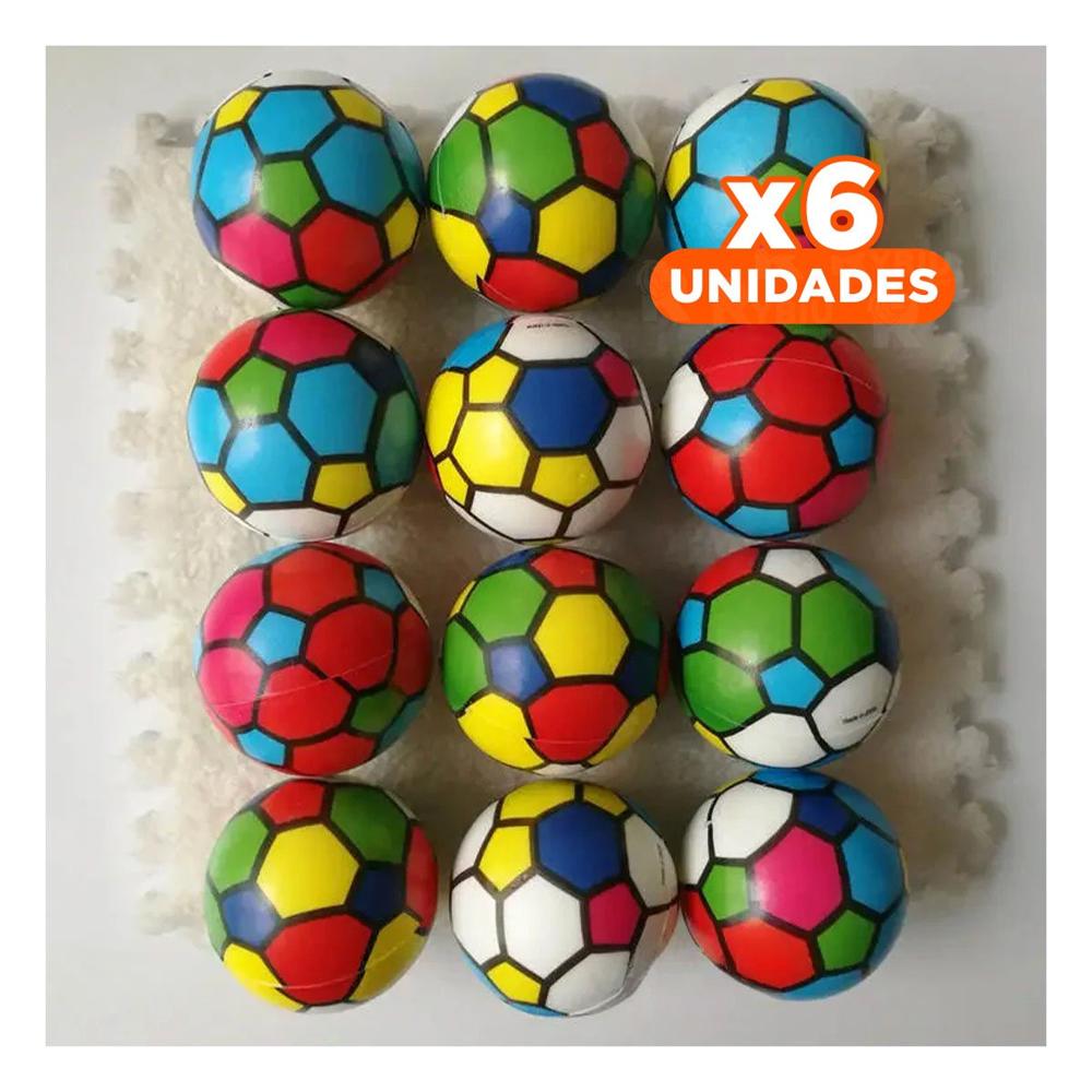 Pack6 Solucion de Pelotas Antiestres Set12 Futbol Colores Relajacion Y+Papel Regalo