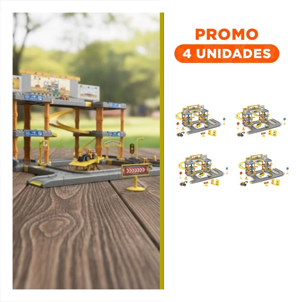 Pack4 Parque Didactico de Construccion con Estacionamiento Funcional Y+Regalo Sticker