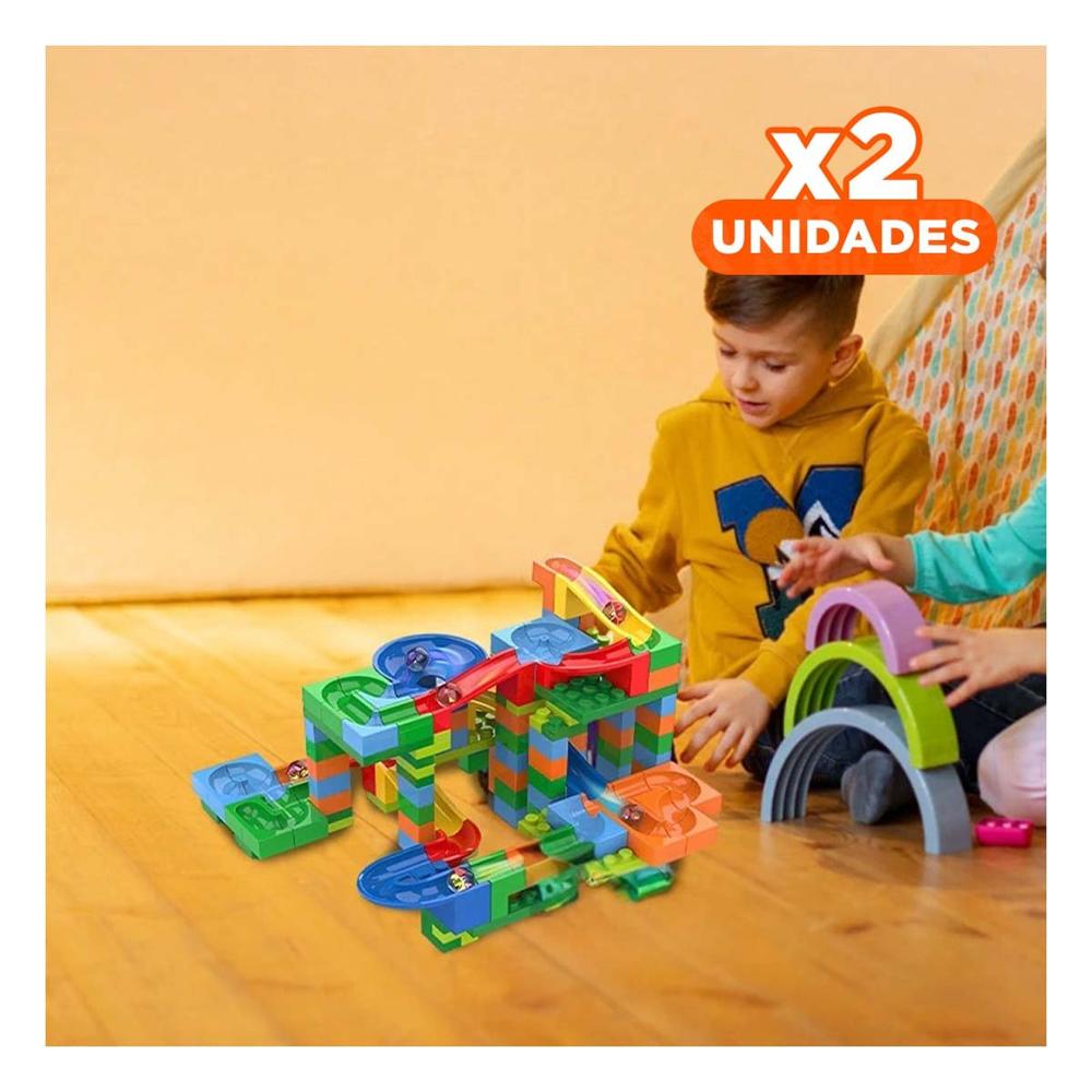 Pack2 Juego 180 Piezas Pista con Canicas para Juego Creativo Y+Regalo Sticker