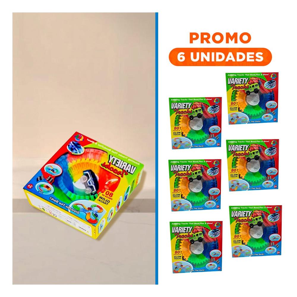Pack6 Trayecto de Colores con Carro para Niños Creativo y Alegre