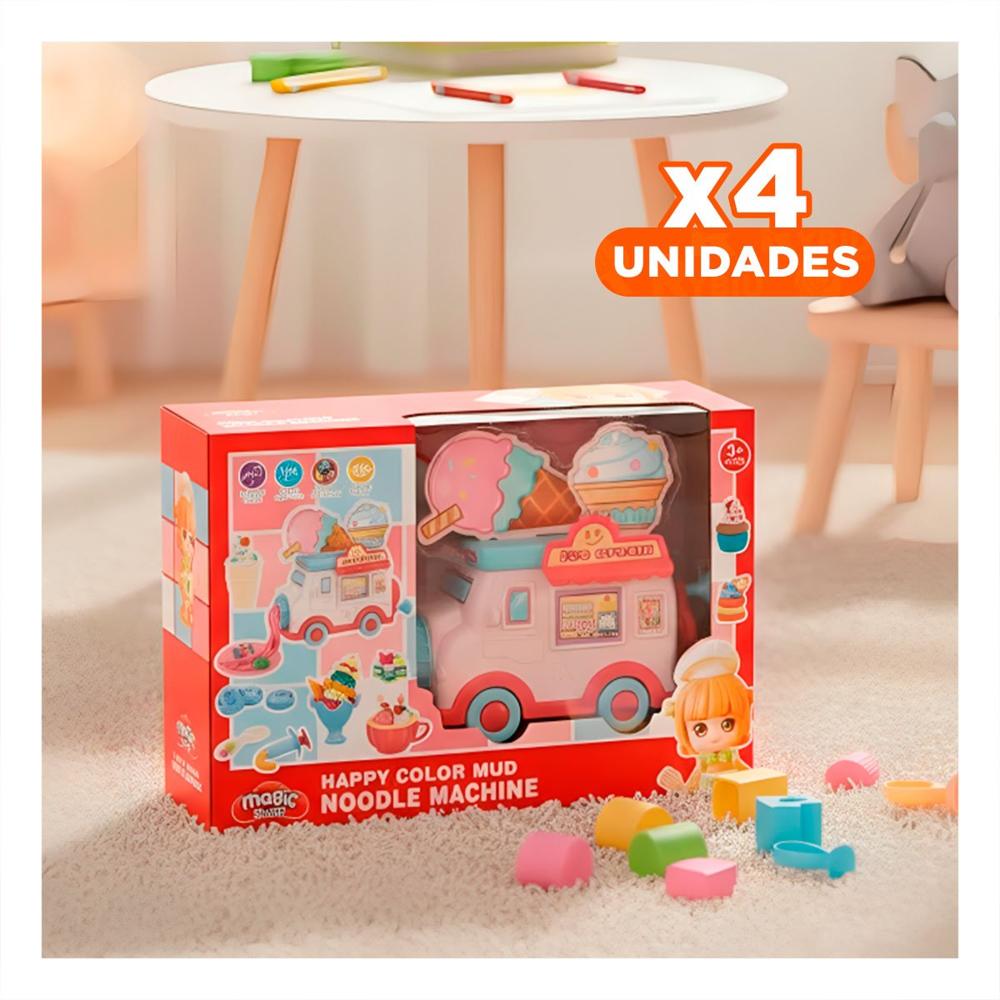 Pack4 Set de Helado Infantil Blanco y rosado Magic con Estilo Dulce para Ninos