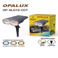 Estaca Solar LED Jardín Opalux Tri-color Carga Dual USB IP65
