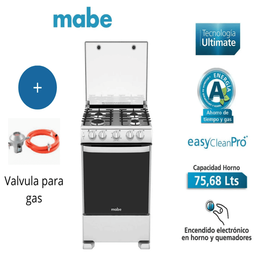 Cocina de Pie a Gas Mabe 4 Hornillas 60 cm CMP6010FG1 Silver cn Válvula de Gas