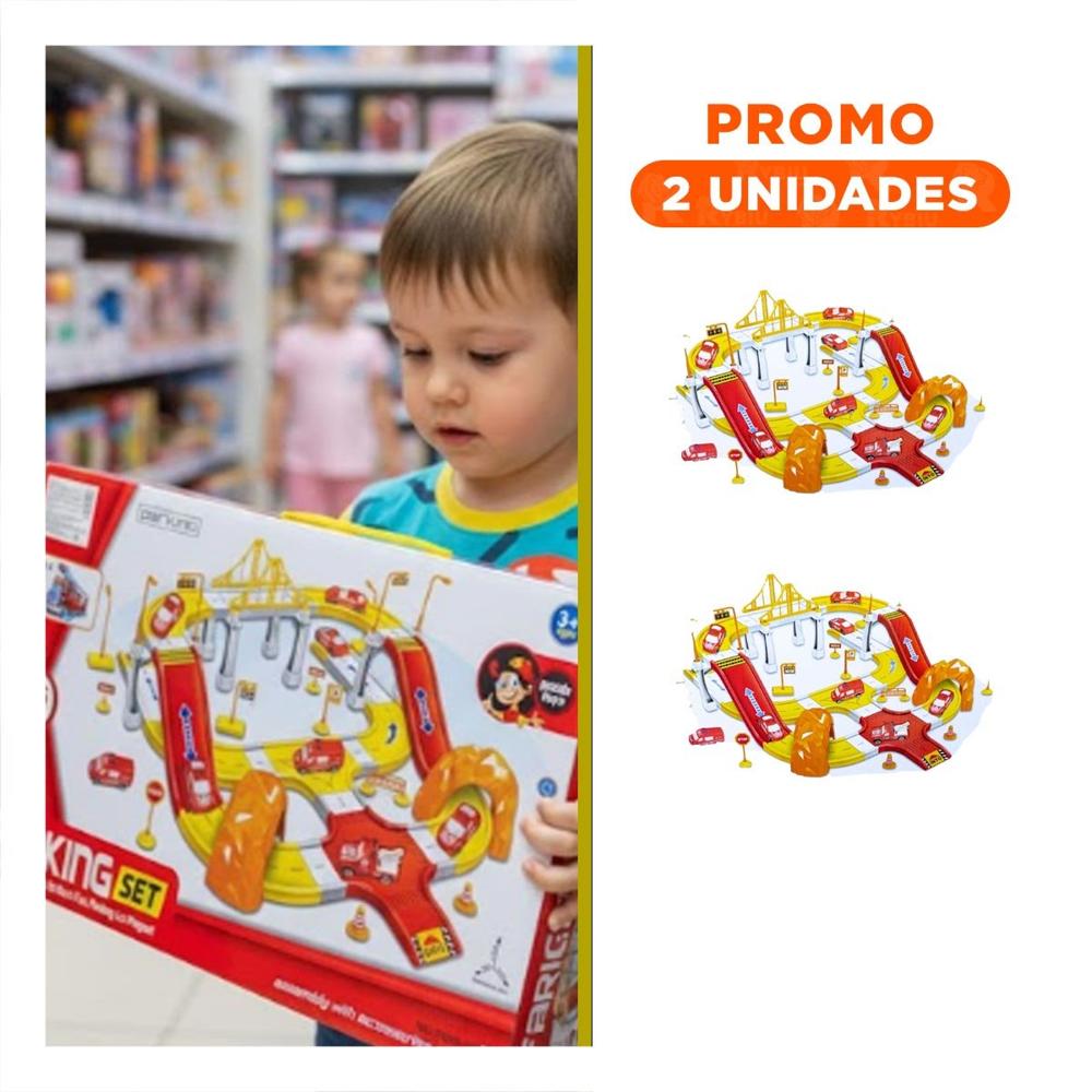 Pack2 Centro de Estacionamiento Educativo Carritos Emergencia 46x52cm Rojo Amarillo