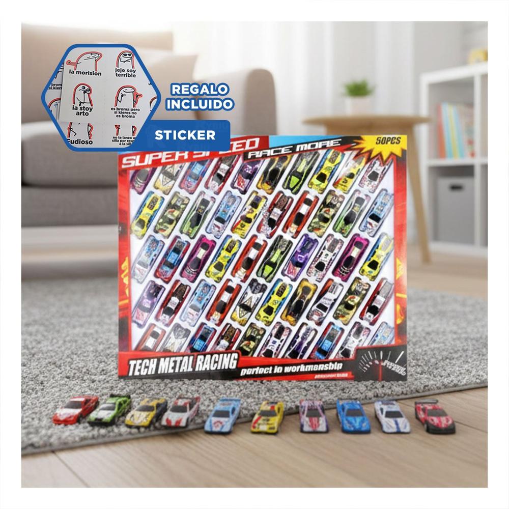 Conjunto 50 Carritos de Metal para Momentos de Juego y Diversion Continua Y+Regalo Sticker
