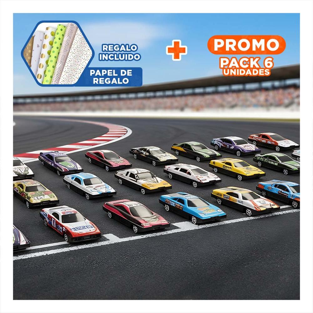 Pack6 Conjunto Autos Metal 24 Unidades para Actividades Recreativas en Hogar Y+Papel Regalo