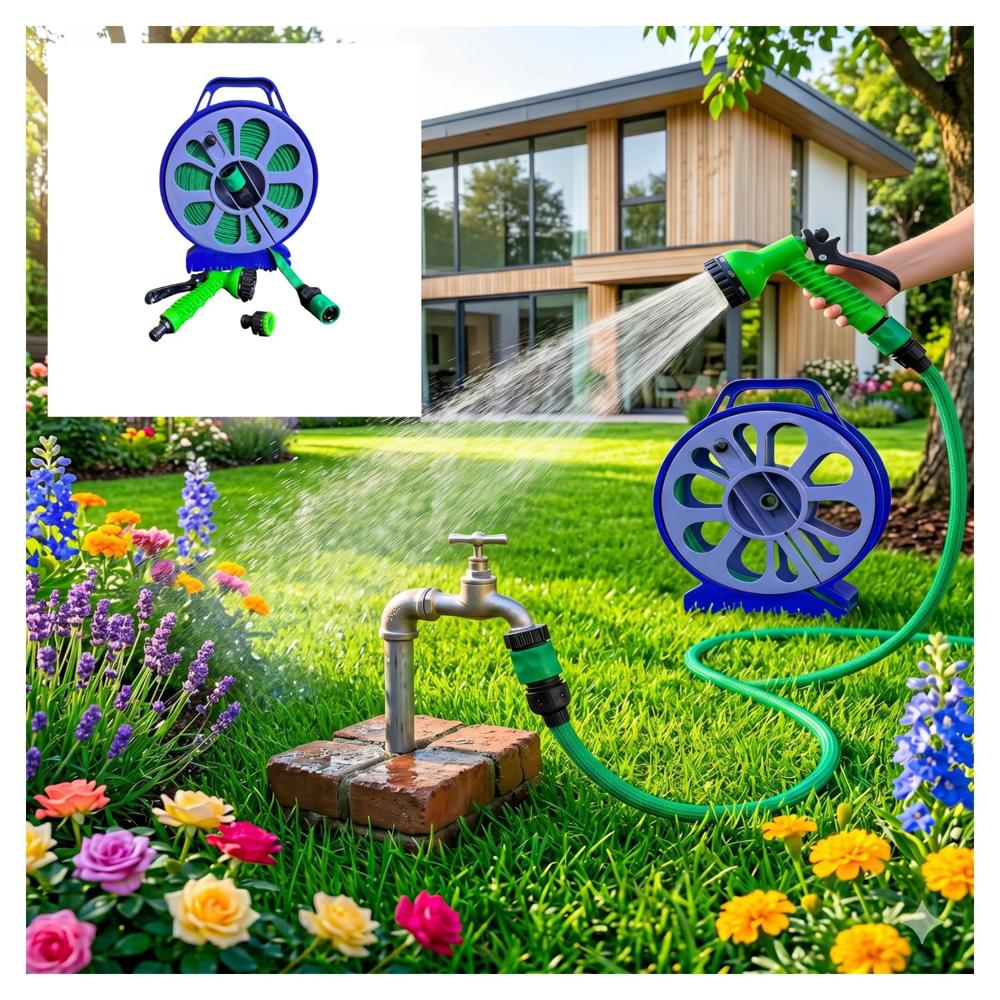 Manguera Plana de 15 mts con Grifo y Carrete