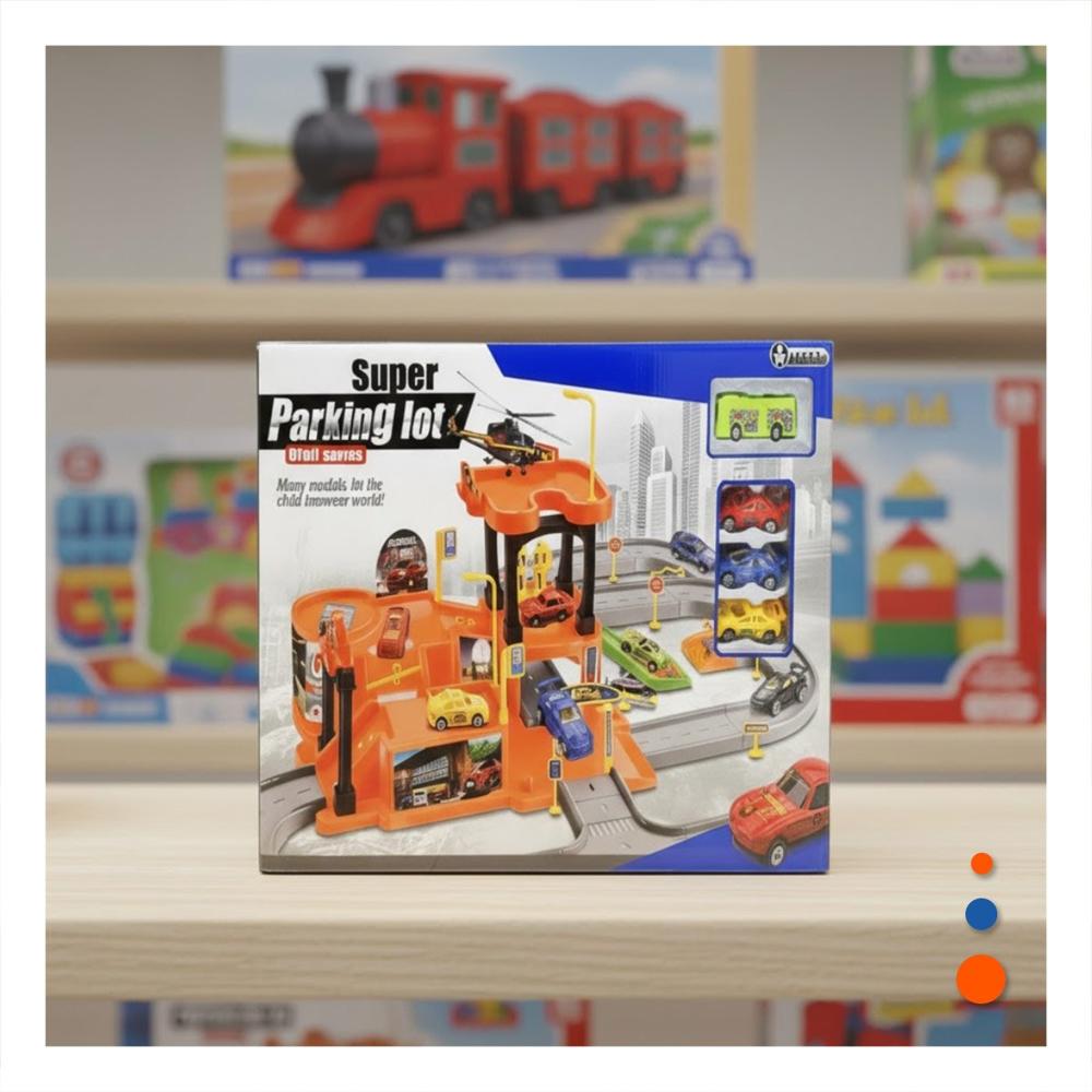 Zona de Estacionamiento para Carritos de Juguete 69x56cm Naranja Plomo Y+Ligas Regalo