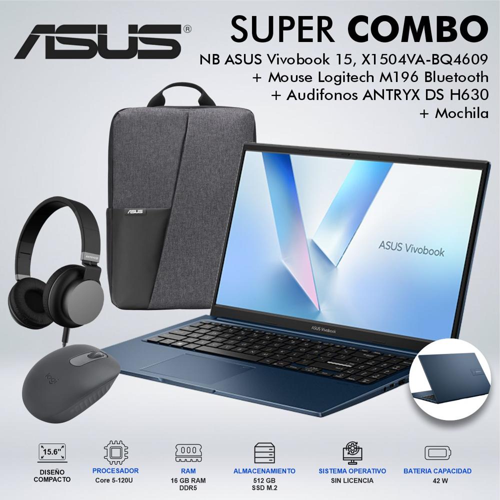 LAPTOP ASUS VIVOBOOK 15 INTEL CORE 5 120U MEMORIA 16GB DDR5 DISCO 512GB SSD M2