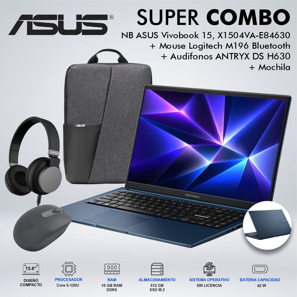 LAPTOP ASUS VIVOBOOK 15 TACTIL INTEL CORE 5 120U MEMORIA 16GB DDR5 DISCO 512GB SSD M2