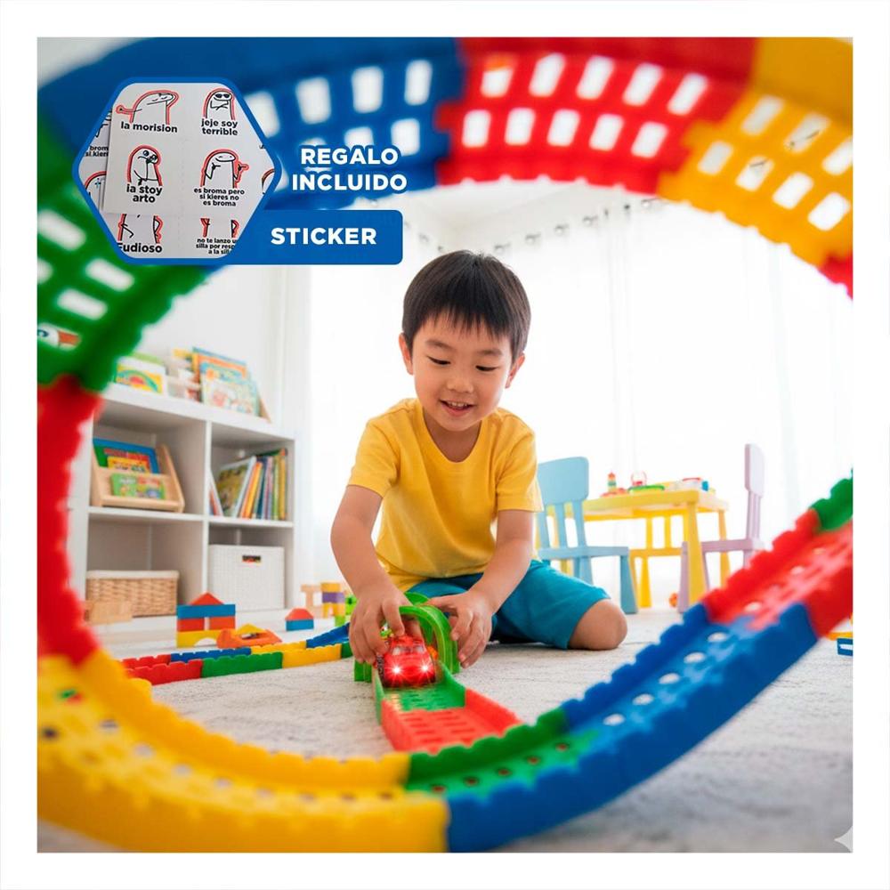 Recorrido de Juego con Mini Carro y Piezas para Diversion Creativa Y+Regalo Sticker