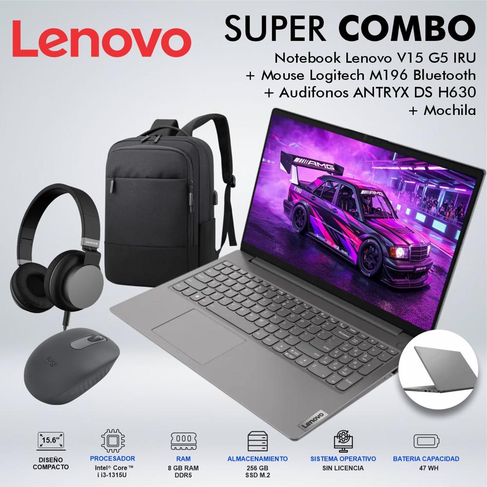 LAPTOP LENOVO V15 G5 IRU INTEL CORE i3-1315U MEMORIA 8GB DDR5 DISCO 256GB SSD M2
