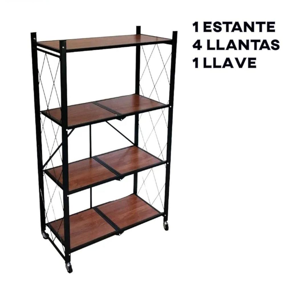 ESTANTE ORGANIZADOR PLEGABLE DE 4 NIVELES CON RUEDAS