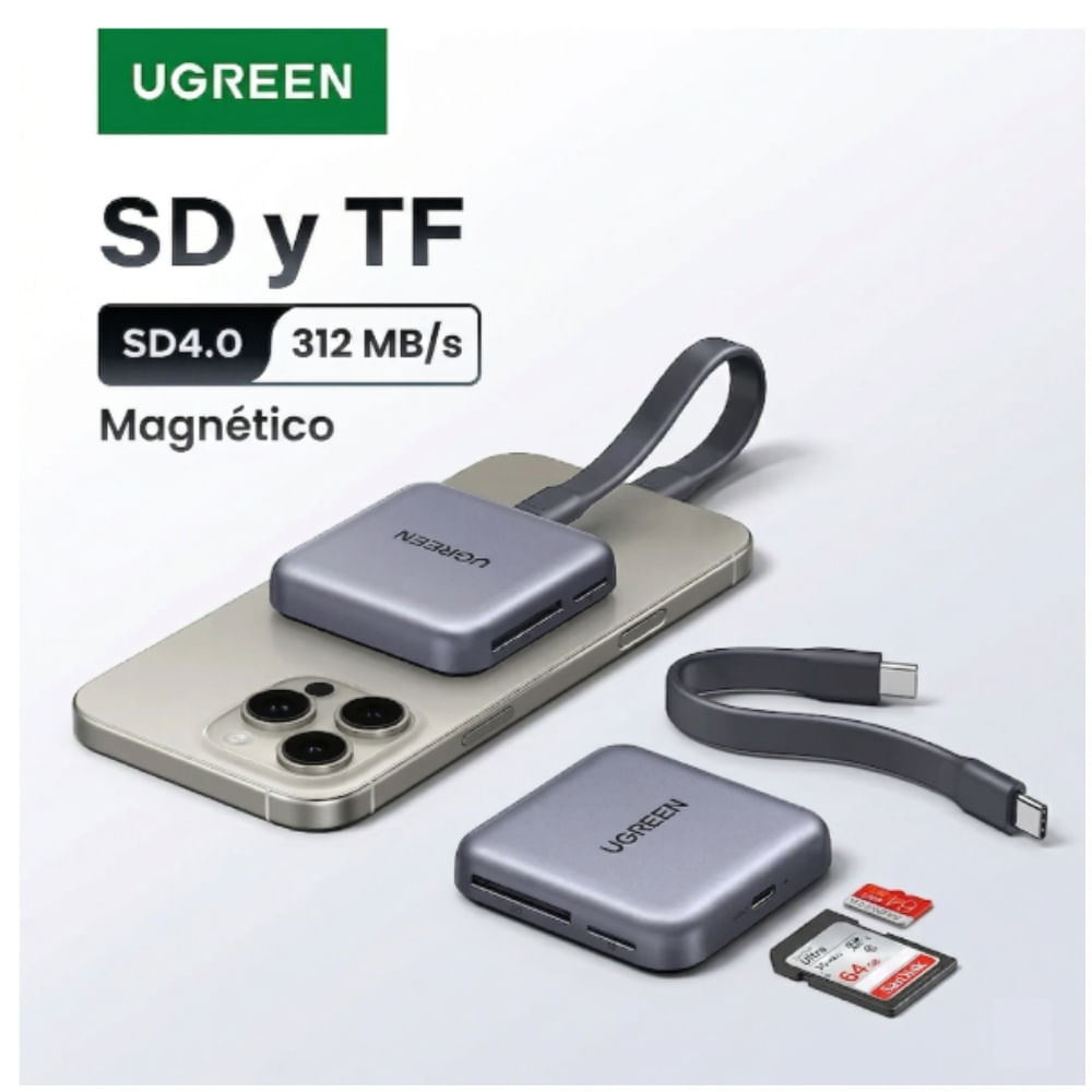 UGREEN Lector de Tarjetas USB C Magnético SD TF SD4.0 312MBs