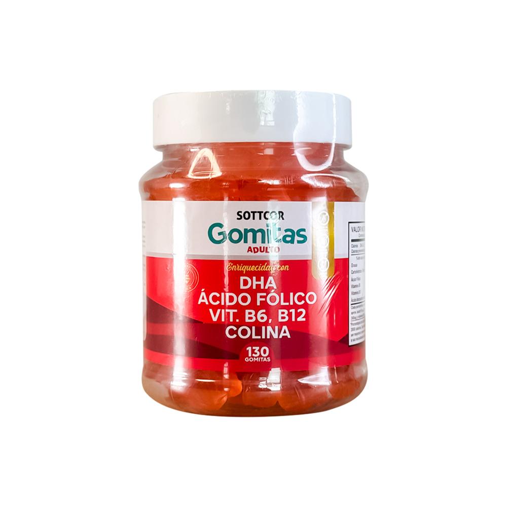 Gomitas con DHA Acido Folico Vit B6 B12 Colina Sottcor 130 Gomitas
