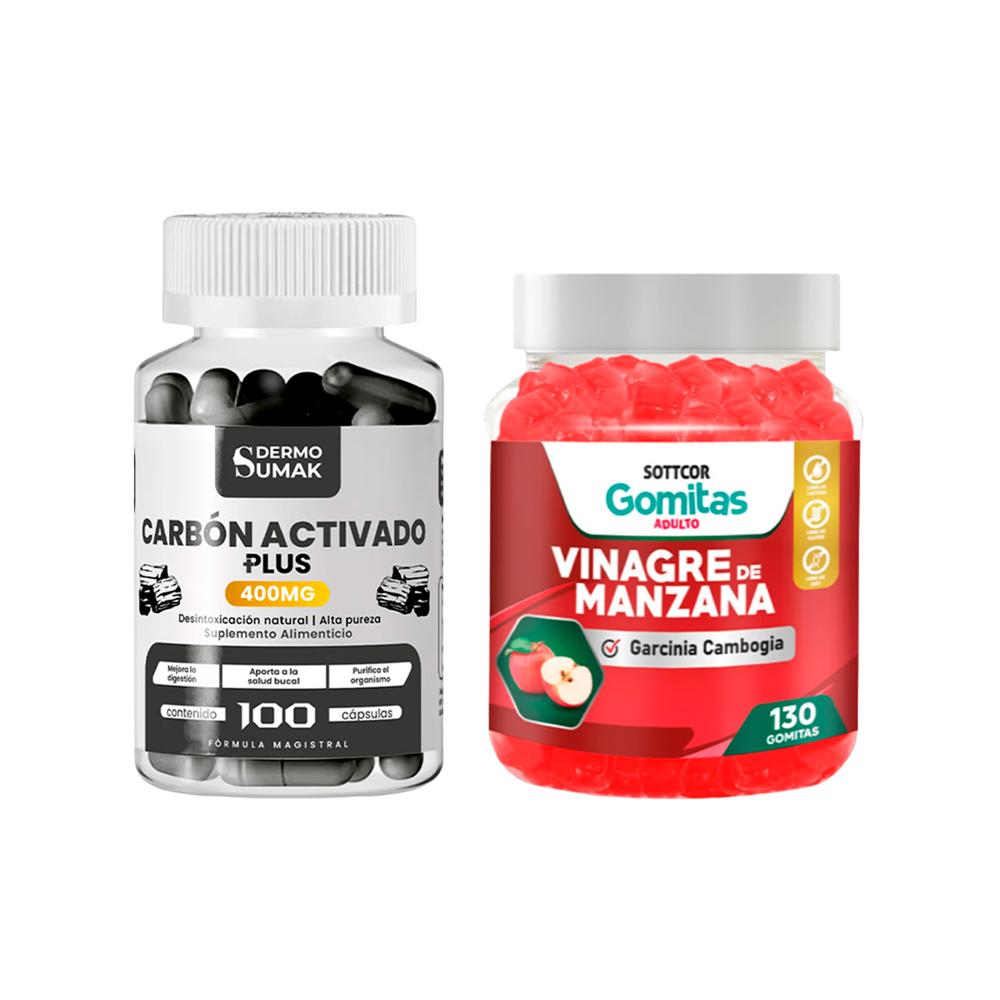 Carbon Activado Plus 400Mg 100 Cap Dermo Sumak + Gomitas De Manzana