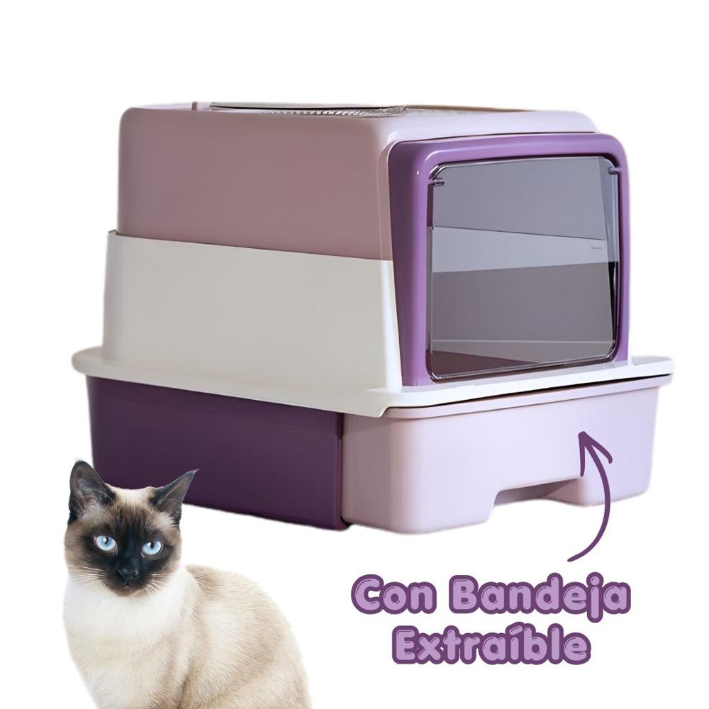 Arenero DOBLE Puerta con Bandeja EXTRAÍBLE para Mascotas LILA