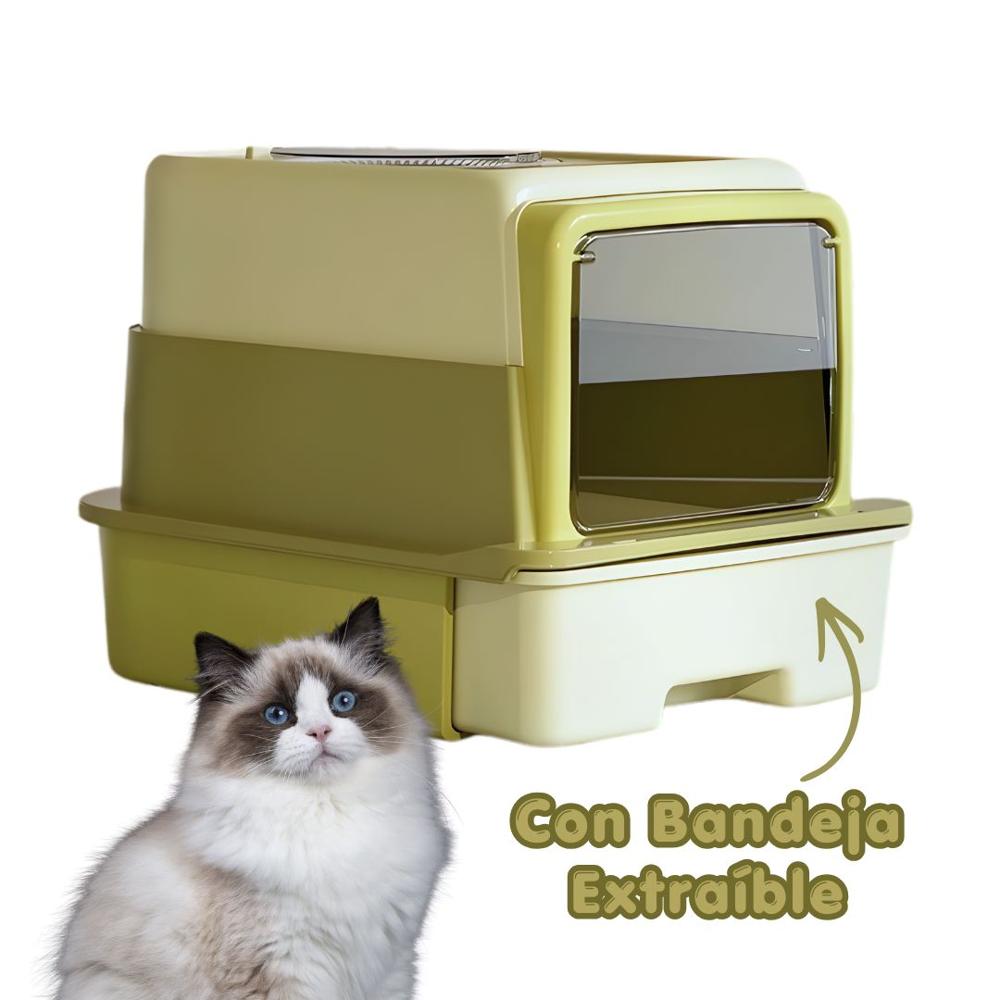 Arenero DOBLE Puerta con Bandeja EXTRAÍBLE para Mascotas VERDE