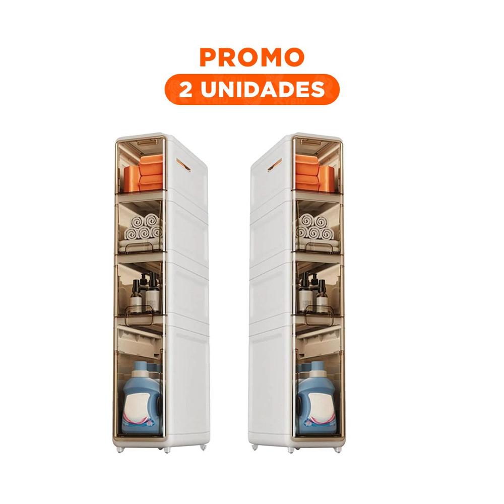 Pack2 Organizador Funcional Blanco con Ruedas y Puertas en 4 Niveles Pack2 Organizador Funcional Blanco con Ruedas y Puertas en 4 Niveles