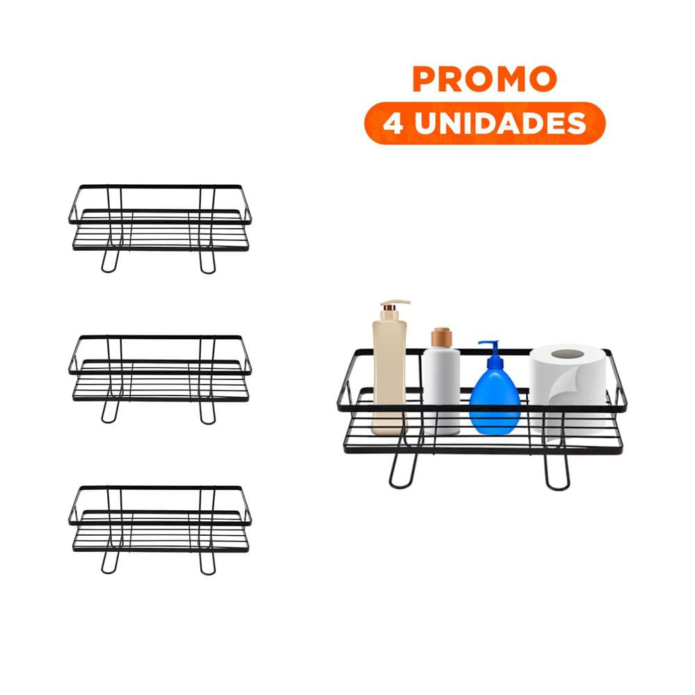 Pack4 Base Funcional de Pared 32x14x16cm Negro Estilo Hogar Y+Regalo Sticker